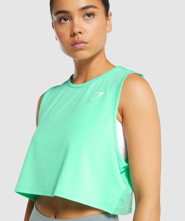 Gymshark Training Crop Women's Tank Tops Turquoise | UAE-17AQHX