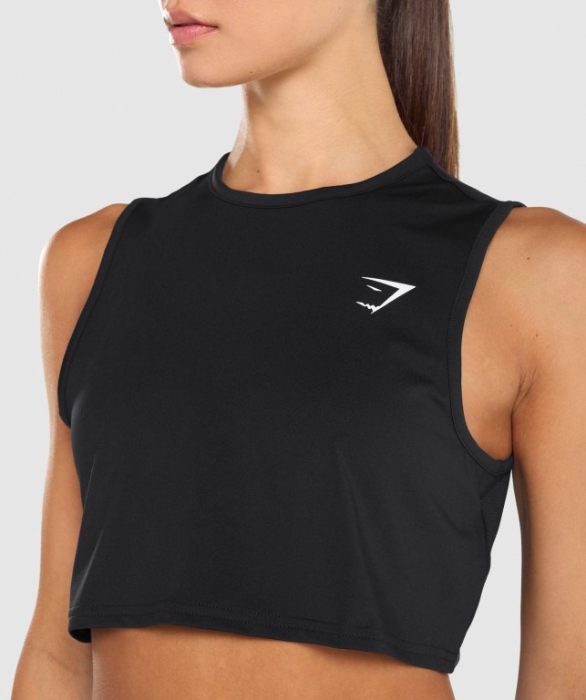 Gymshark Training Crop Women's Tank Tops Black | UAE-51ZTKD