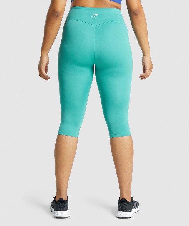 Gymshark Training Cropped High Waisted Women's Leggings Turquoise | UAE-31YCJB