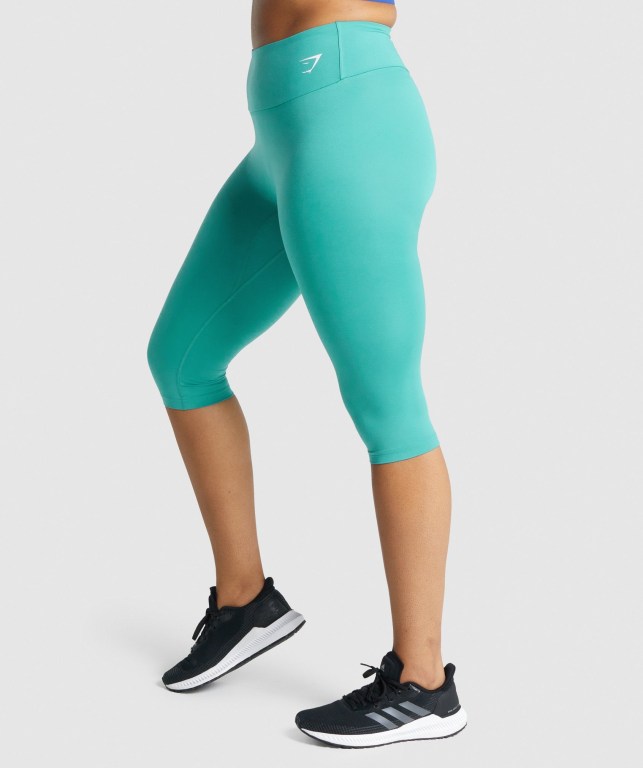 Gymshark Training Cropped High Waisted Women's Leggings Turquoise | UAE-31YCJB