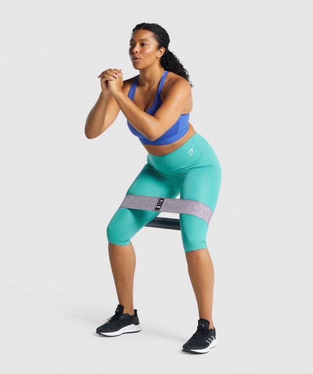 Gymshark Training Cropped High Waisted Women's Leggings Turquoise | UAE-31YCJB