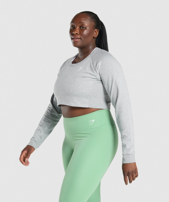 Gymshark Training Cropped Sweater Women's Hoodies Light Grey | UAE-09PHVD