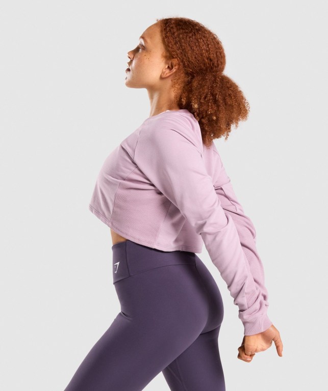 Gymshark Training Cropped Sweater Women's Hoodies Light Purple | UAE-15FBNQ