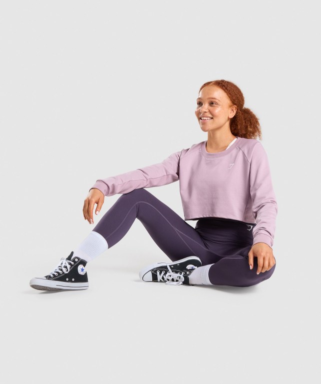 Gymshark Training Cropped Sweater Women's Hoodies Light Purple | UAE-15FBNQ