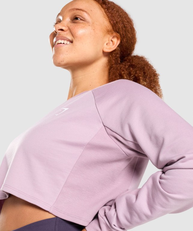 Gymshark Training Cropped Sweater Women's Hoodies Light Purple | UAE-15FBNQ