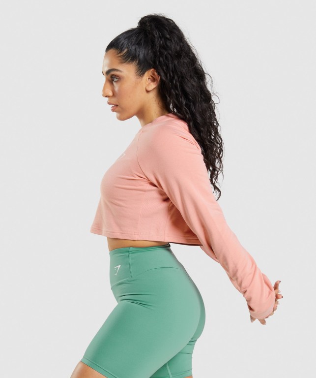 Gymshark Training Cropped Sweater Women's Hoodies Pink | UAE-51SVAP