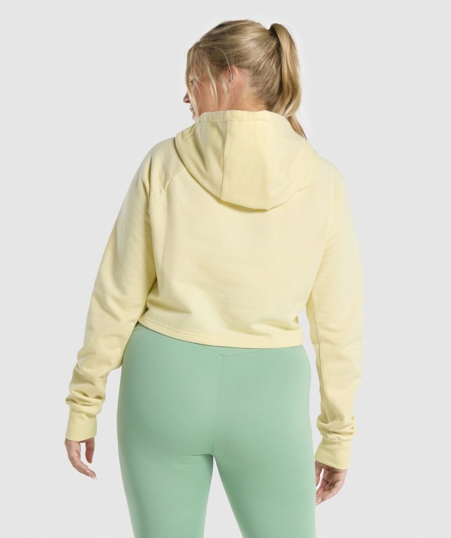 Gymshark Training Cropped Women's Hoodies Light Yellow | UAE-07UVTW