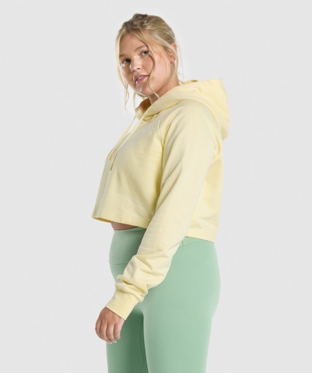 Gymshark Training Cropped Women's Hoodies Light Yellow | UAE-07UVTW