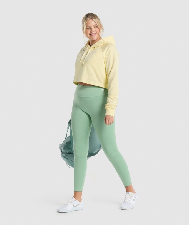 Gymshark Training Cropped Women's Hoodies Light Yellow | UAE-07UVTW