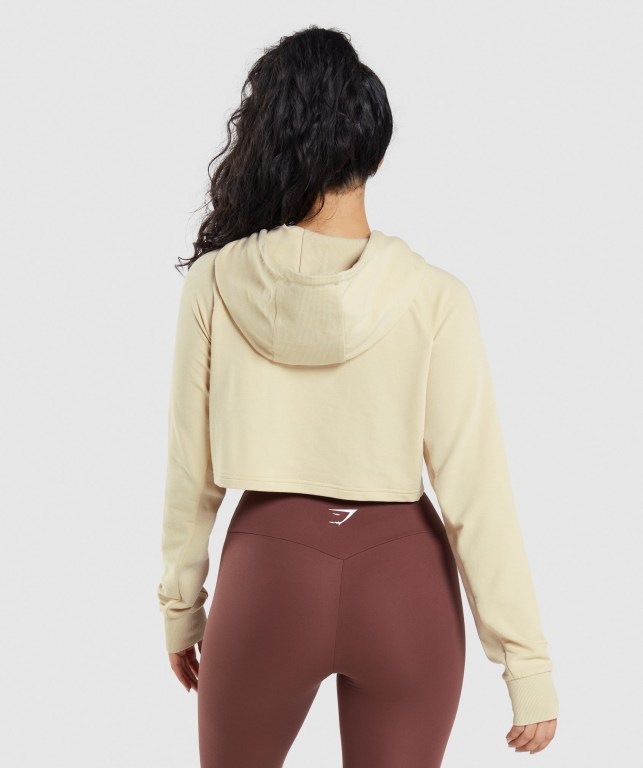 Gymshark Training Cropped Women's Hoodies Light Yellow Brown | UAE-12MKHP