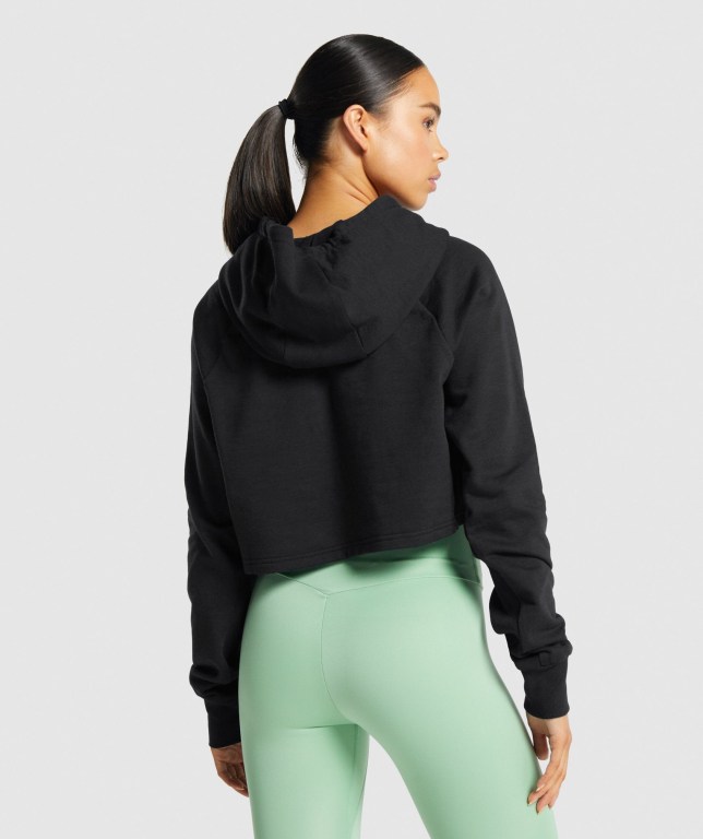 Gymshark Training Cropped Women's Hoodies Black | UAE-16BSLI