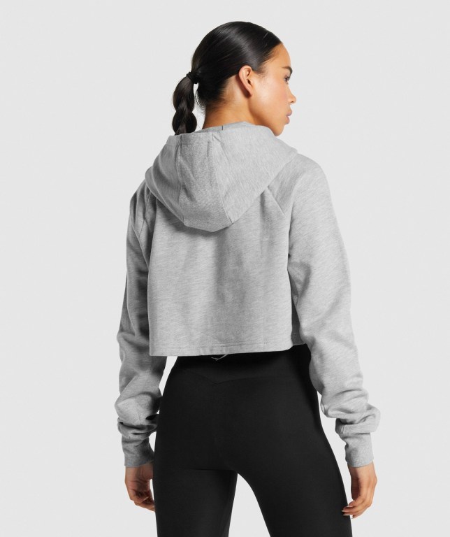 Gymshark Training Cropped Women's Hoodies Light Grey | UAE-34DQKA