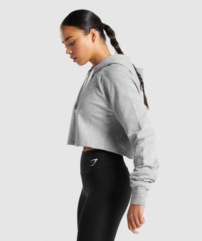 Gymshark Training Cropped Women's Hoodies Light Grey | UAE-34DQKA