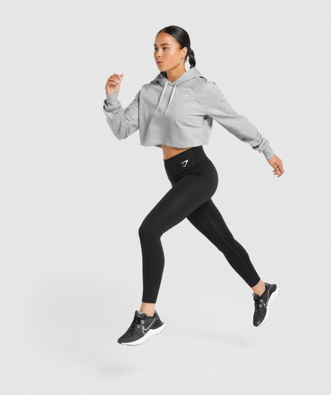 Gymshark Training Cropped Women's Hoodies Light Grey | UAE-34DQKA