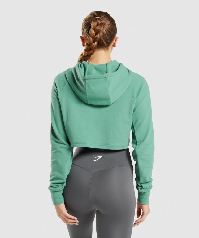 Gymshark Training Cropped Women's Hoodies Green | UAE-37HQCK