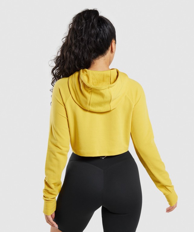 Gymshark Training Cropped Women's Hoodies Yellow | UAE-45OLDQ