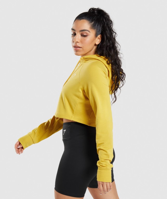 Gymshark Training Cropped Women's Hoodies Yellow | UAE-45OLDQ