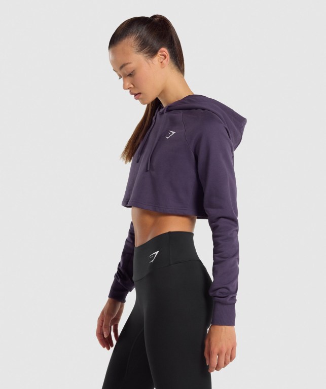 Gymshark Training Cropped Women's Hoodies Purple | UAE-86IJQX