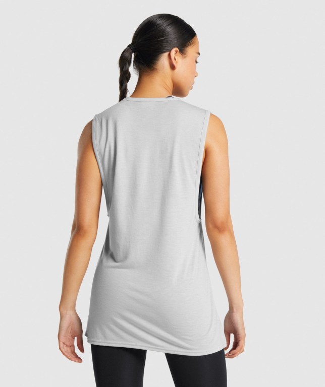 Gymshark Training Drop Arm Women's Tank Tops Light Grey | UAE-03ZFMN