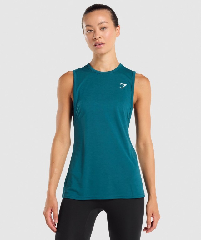 Gymshark Training Drop Arm Women\'s Tank Tops Turquoise | UAE-07DLCQ