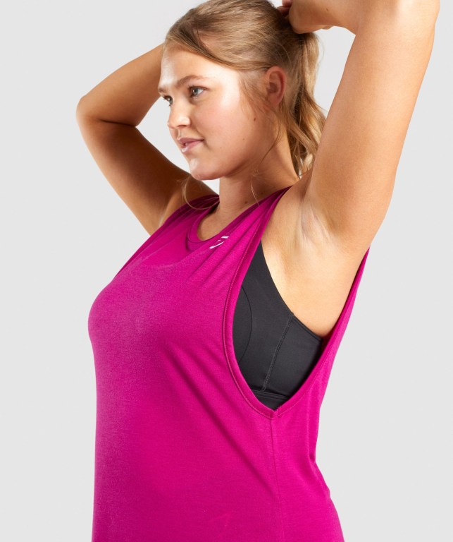 Gymshark Training Drop Arm Women's Tank Tops Pink | UAE-61ECDW