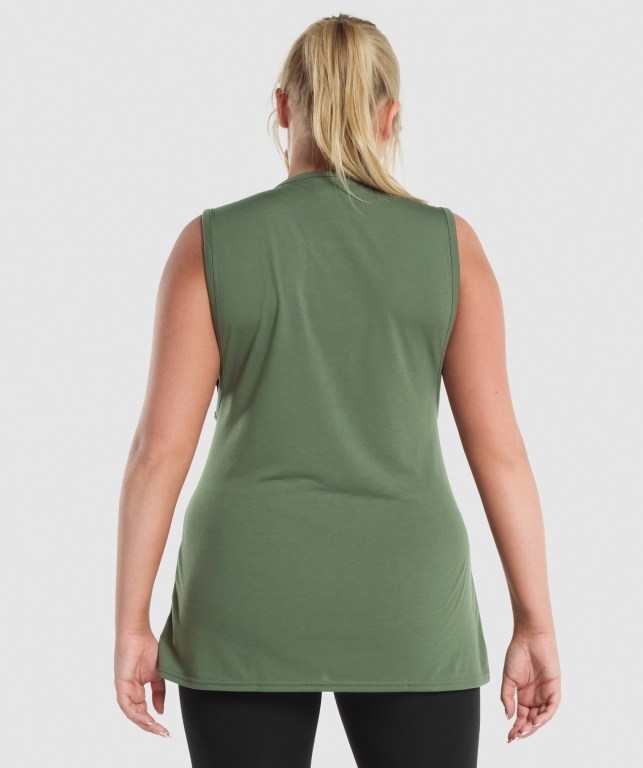 Gymshark Training Drop Arm Women's Tank Tops Green | UAE-91OPRM