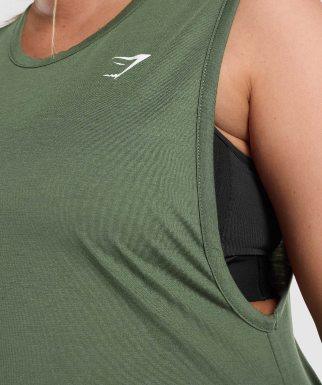 Gymshark Training Drop Arm Women's Tank Tops Green | UAE-91OPRM