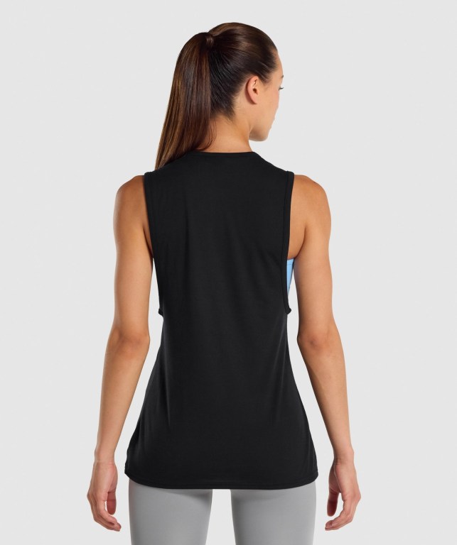 Gymshark Training Drop Arm Women's Tank Tops Black | UAE-98DXPA