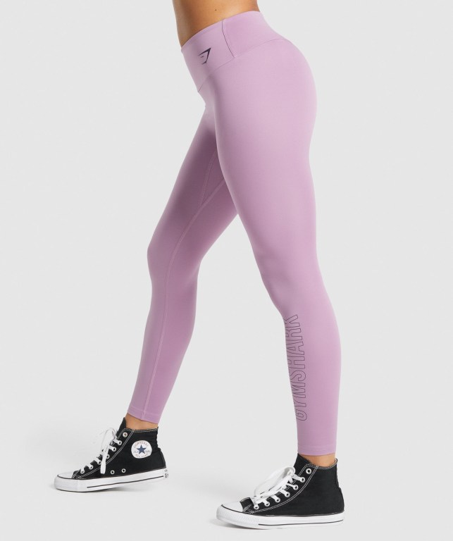 Gymshark Training Graphic High Waisted Women's Leggings Purple | UAE-02SLPG