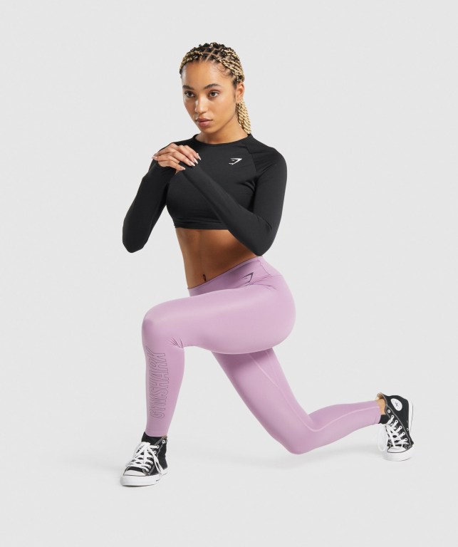 Gymshark Training Graphic High Waisted Women's Leggings Purple | UAE-02SLPG