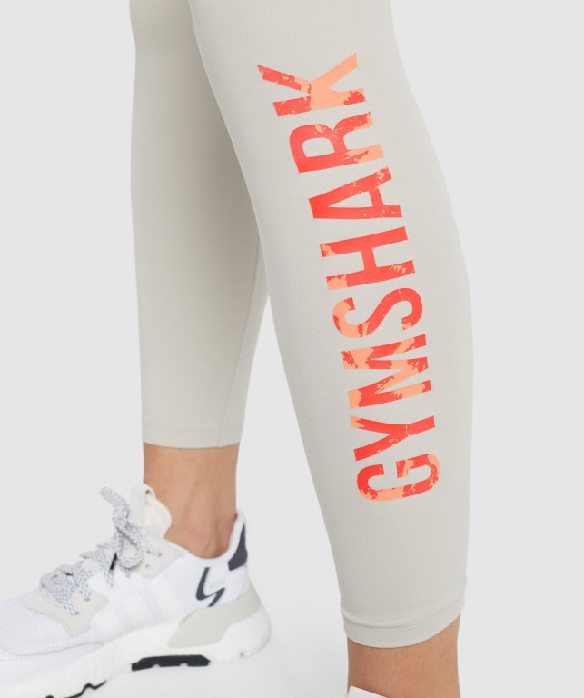 Gymshark Training Graphic High Waisted Women's Leggings Grey | UAE-31CAXN