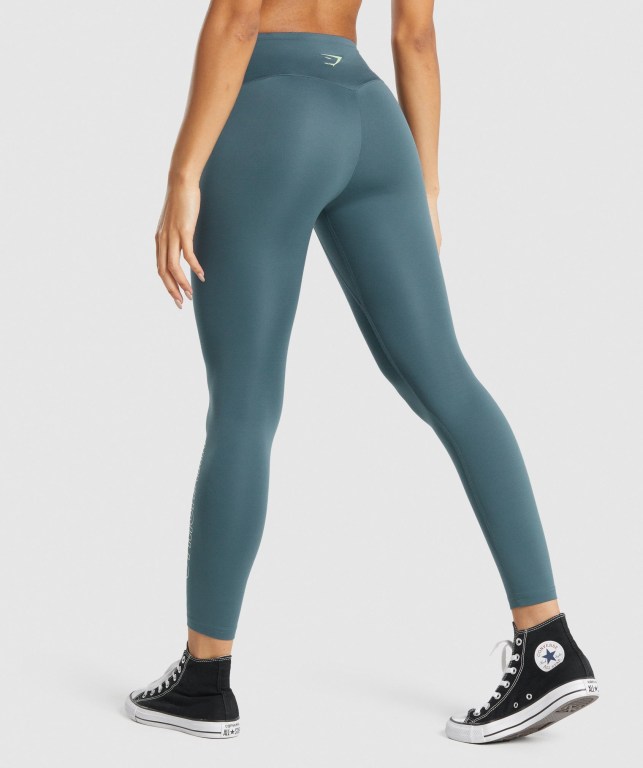 Gymshark Training Graphic High Waisted Women's Leggings Turquoise | UAE-71OIST