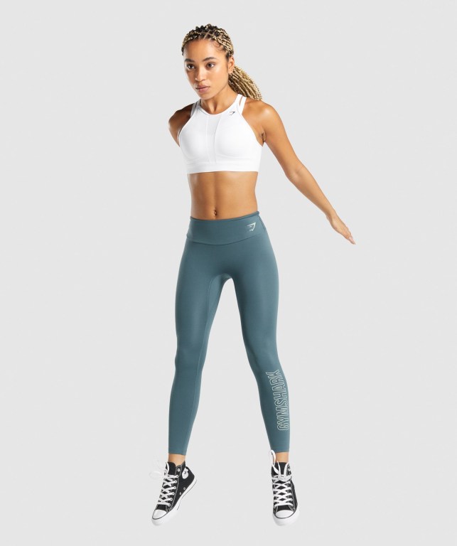 Gymshark Training Graphic High Waisted Women's Leggings Turquoise | UAE-71OIST