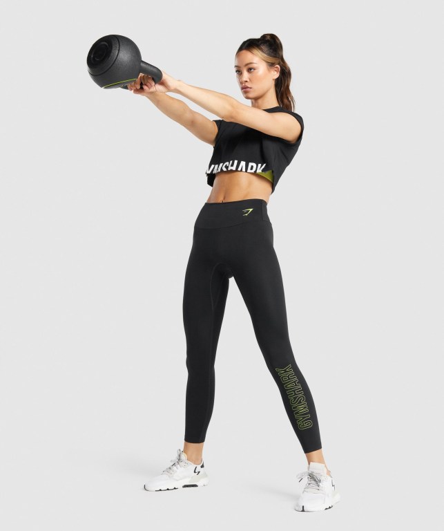 Gymshark Training Graphic High Waisted Women's Leggings Black | UAE-85LYHS