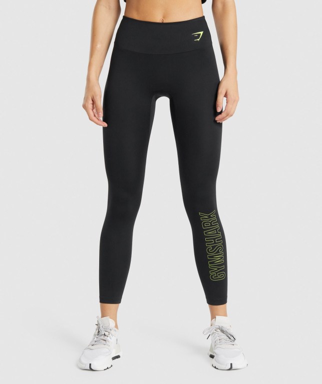 Gymshark Training Graphic High Waisted Women\'s Leggings Black | UAE-85LYHS