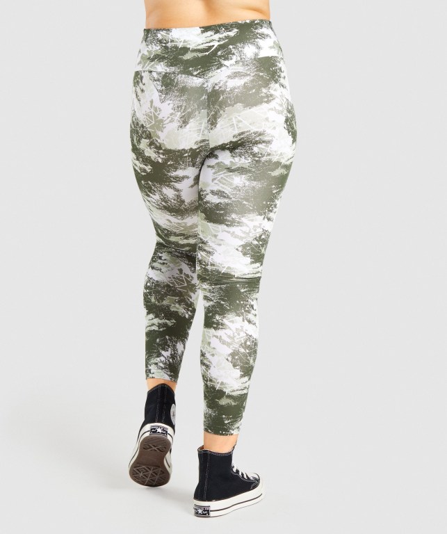 Gymshark Training High Waisted Women's Leggings Green Camo | UAE-13IMDA