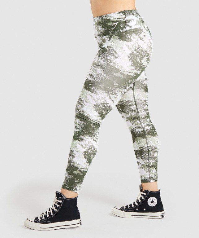 Gymshark Training High Waisted Women's Leggings Green Camo | UAE-13IMDA