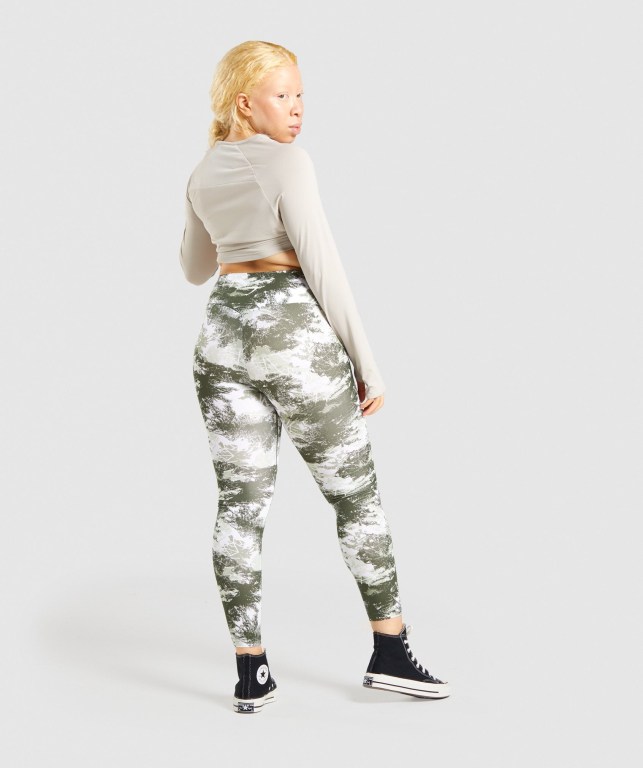 Gymshark Training High Waisted Women's Leggings Green Camo | UAE-13IMDA