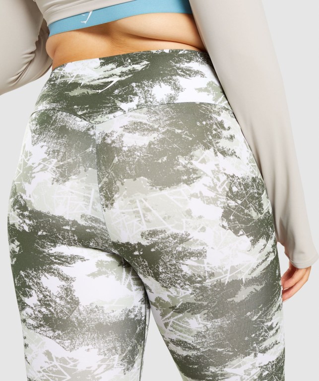 Gymshark Training High Waisted Women's Leggings Green Camo | UAE-13IMDA