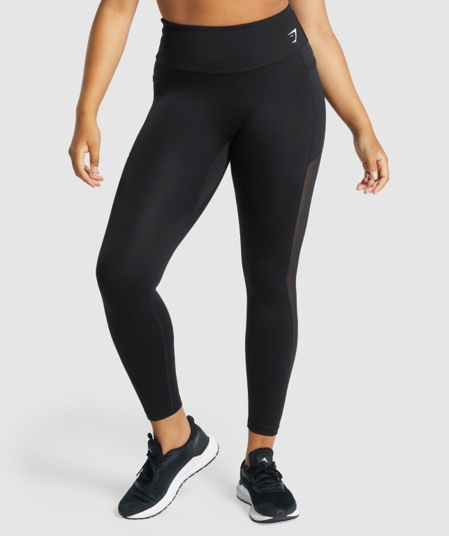 Gymshark Training Mesh Pocket High Waisted Women's Leggings Black | UAE-29ZHNM