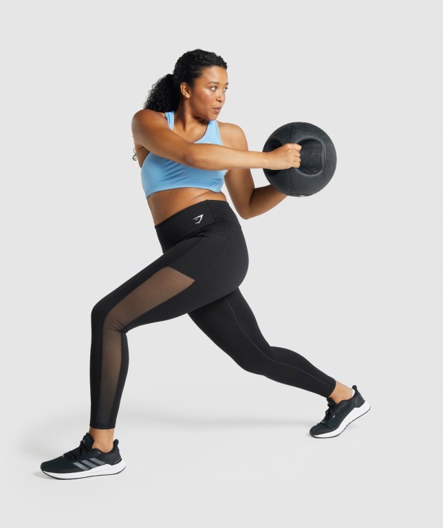 Gymshark Training Mesh Pocket High Waisted Women's Leggings Black | UAE-29ZHNM