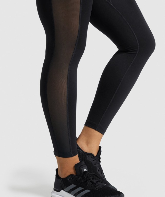 Gymshark Training Mesh Pocket High Waisted Women's Leggings Black | UAE-29ZHNM