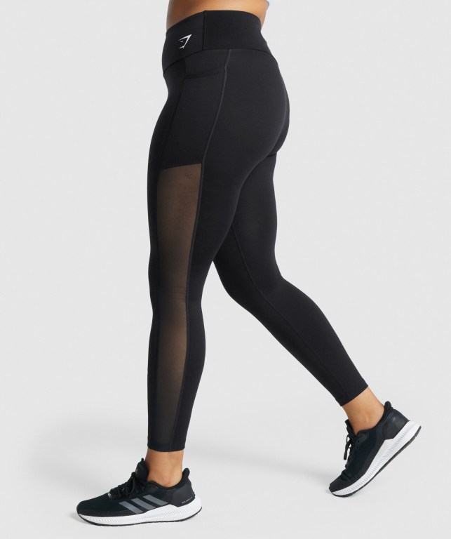 Gymshark Training Mesh Pocket High Waisted Women\'s Leggings Black | UAE-29ZHNM