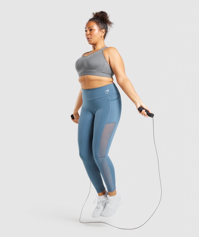 Gymshark Training Mesh Pocket High Waisted Women's Leggings Turquoise | UAE-67SHAX