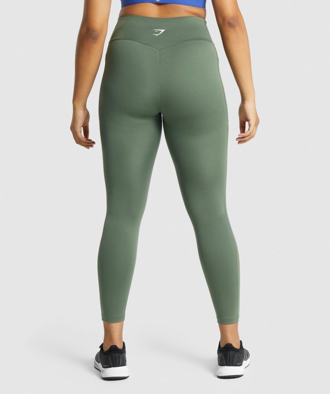 Gymshark Training Mesh Pocket High Waisted Women's Leggings Green | UAE-82VMXA