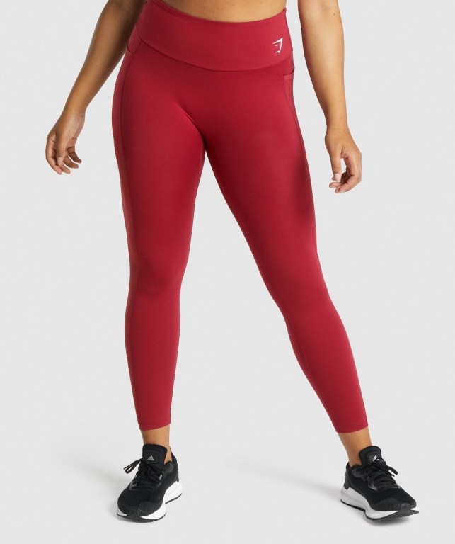 Gymshark Training Mesh Pocket High Waisted Women's Leggings Burgundy | UAE-92VPMG