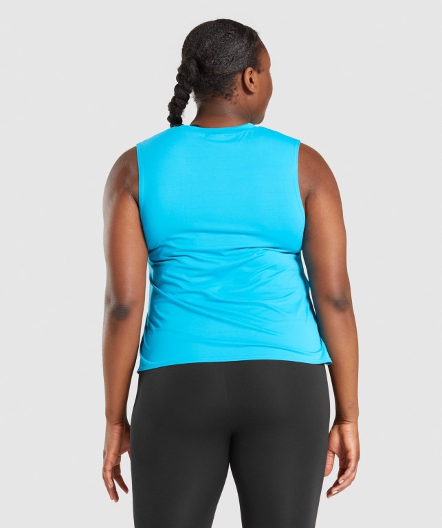 Gymshark Training Midi Women's Tank Tops Blue | UAE-10ISAE