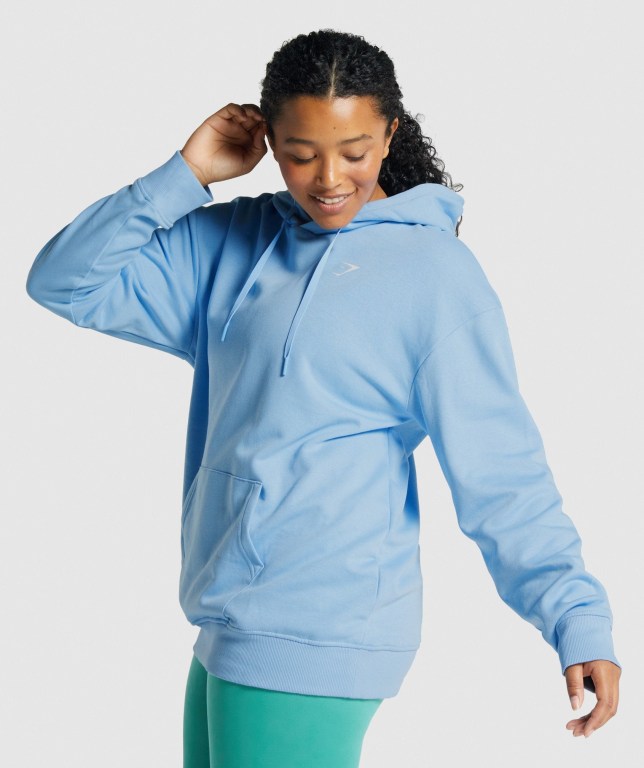 Gymshark Training Oversized Women's Hoodies Light Blue | UAE-45ZSVM