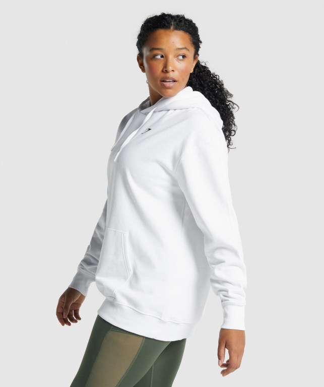 Gymshark Training Oversized Women's Hoodies White | UAE-90INYG