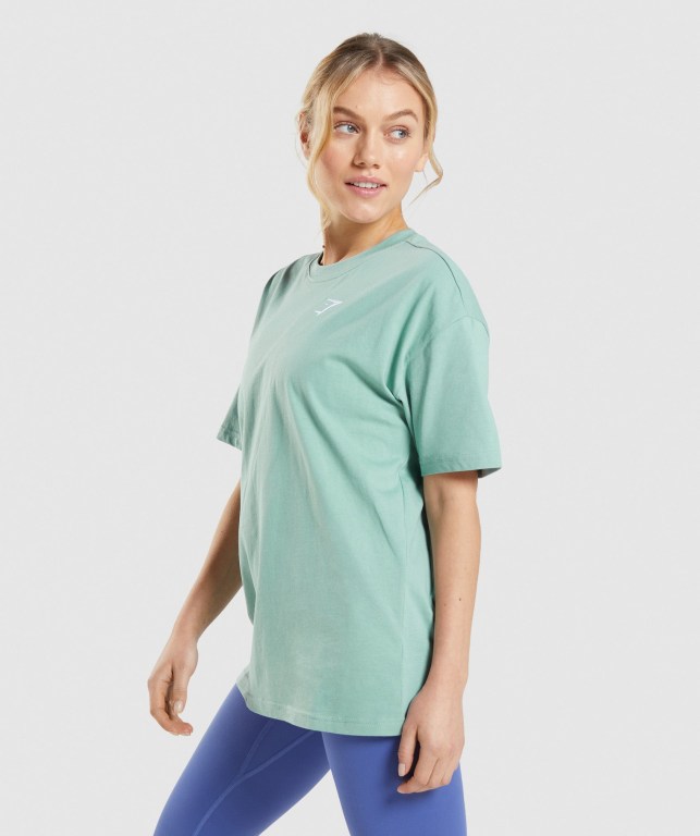 Gymshark Training Oversized Women's T Shirts Blue | UAE-03QUDY